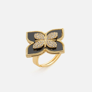 ‎ خاتم نسائي بتصميم ملفت بلون ذهبي