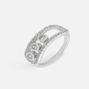 ‎ خاتم نسائي بتصميم كلاسيك بلون فضي