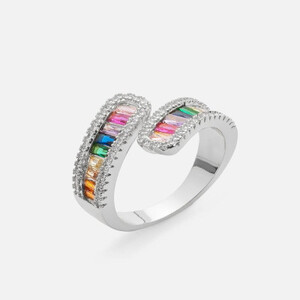 ‎ خاتم نسائي بتصميم كلاسيك بلون فضي