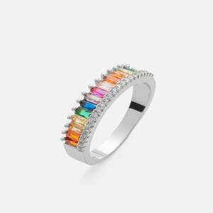 ‎ خاتم نسائي بتصميم جذاب بلون فضي