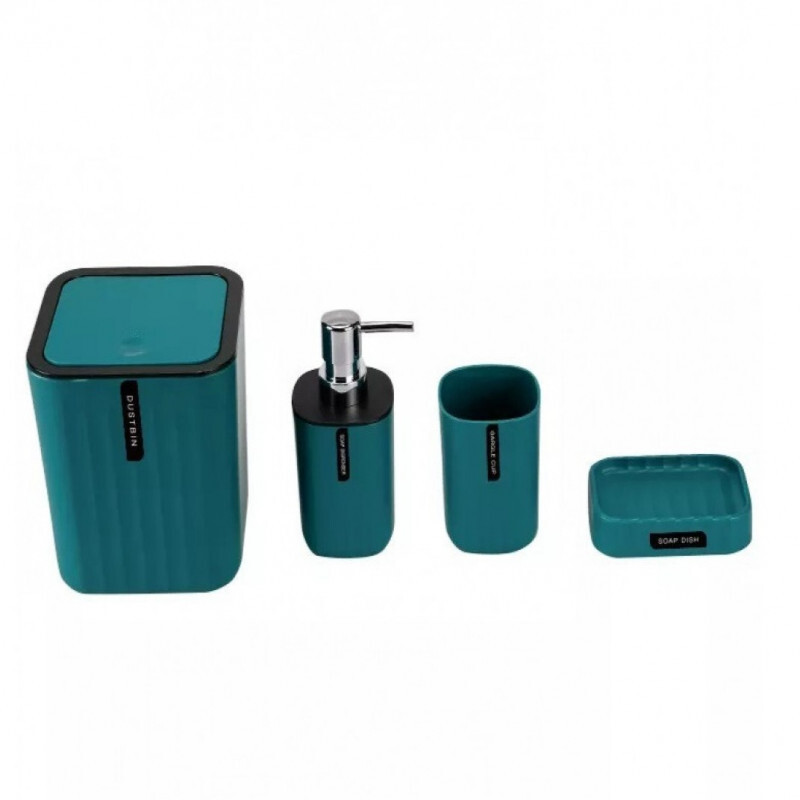 طقم اكسسوارات للحمام من 4 قطع-أزرق