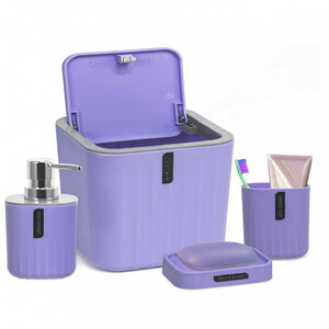 طقم اكسسوارات للحمام من 4 قطع-بنفسجي