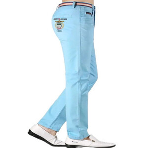 سراويل طويلة غير رسمية للرجال ، بنطلون سميك ، تمدد ، ساق مستقيمة ، تطريزة ، بروس وسمك القرش ، أزرق فاتح ، 4 مواسم ، مقاس 28-40