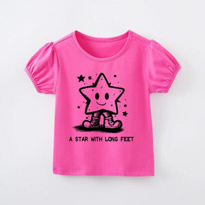 تي شيرت بأكمام قصيرة مطبوع كاجوال للأطفال ، زي صيفي أحادي اللون ، ملابس أطفال ، موضة ، صبي ، بنات ، وردي