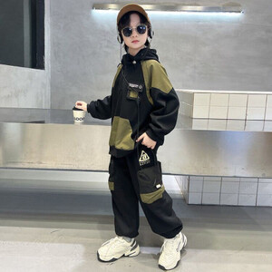 مجموعة هوديس مبطنة بالصوف للأولاد أطقم ملابس أطفال ملابس علوية سفلية للأولاد الصغار ملابس أطفال للخريف والشتاء ملابس أطفال أولادي