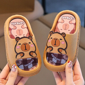 شباشب داخلية للأطفال، أحذية منزلية ناعمة من الأسفل مضادة للانزلاق، تصميم كابيبارا اللطيف، أحذية أطفال بنعل ناعم