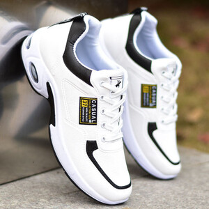 أحذية رياضية رجالية ذات نعل سميك ممتصة للصدمات، أحذية جري عصرية من جلد البولي يوريثان مقاومة للماء للرجال، أحذية قطنية شتوية مخملية