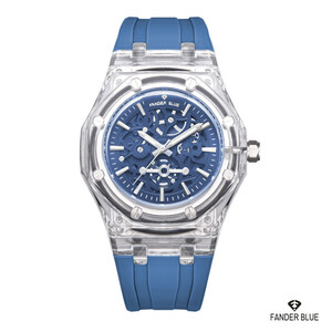 ساعة رجالي فندر بلو ربل شفاف 2