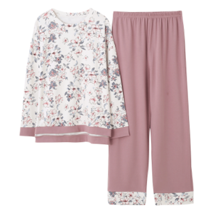 الخريف 100  القطن النساء منامة طويلة الأكمام المرأة بيجامة مجموعة طباعة M-5XL بيجامة بلوزات طويلة + السراويل الطويلة قطعتين مجموعة منامة