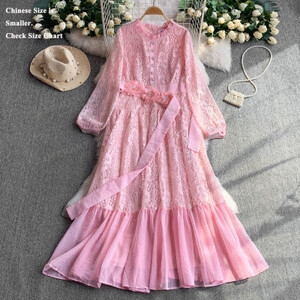 المدرج الصيف التطريز الدانتيل فساتين السهرة الرسمية النساء كم كامل 3D زهرة كريستال الكروشيه الجوف خارج فستان حفلة موسيقية