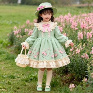 فستان فرنسي جديد بنقشة الزهور، فستان منفوش لحفلات أعياد ميلاد الفتيات، زي أنيق للأميرات للمناسبات الخاصة