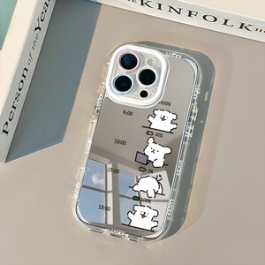 جراب هاتف بسيط عاكس للجرو لهاتف آيفون 16 15 14 13 12 11 Pro Max XR XS MAX 7 8 PLUS جراب Y2K مرآة خلفية للصدمات