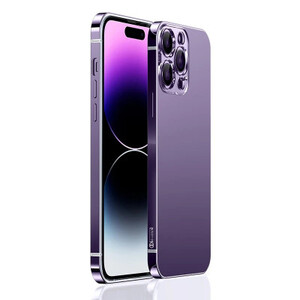 نموذج حقيقي فاخر إطار من الفولاذ المقاوم للصدأ لهاتف آيفون 14 برو ماكس 14 برو 14 رقيقة جدا لون أساسي غطاء مضاد للسقوط