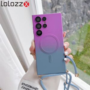 حافظة ماجسلافي مغناطيسية متدرجة لهواتف سامسونج جالاكسي ، حماية عدسة ضد الصدمات ، غطاء خلفي ، حزام كروس ، S23 Ultra ، S22Plus ، S21