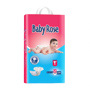 حفاضات بيبي روز للأطفال – مقاس 2 (4–8 كجم) – عبوة واحدة (48 حفاضة)