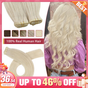 Moresoo الحرير شقة لحمة ملحقات 100  شعر بشري لعذراء 10A الصف مزدوجة تعادل خياطة في لحمة مسار مسطح ينسج الطبيعية على التوالي