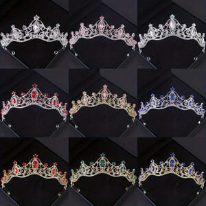 تاج من حجر الراين والكريستال الباروكي للنساء ، تاج الإكليل للحفلات الموسيقية ، إكسسوارات شعر لحفلات الزفاف ، تاج المجوهرات ، عصابة رأس